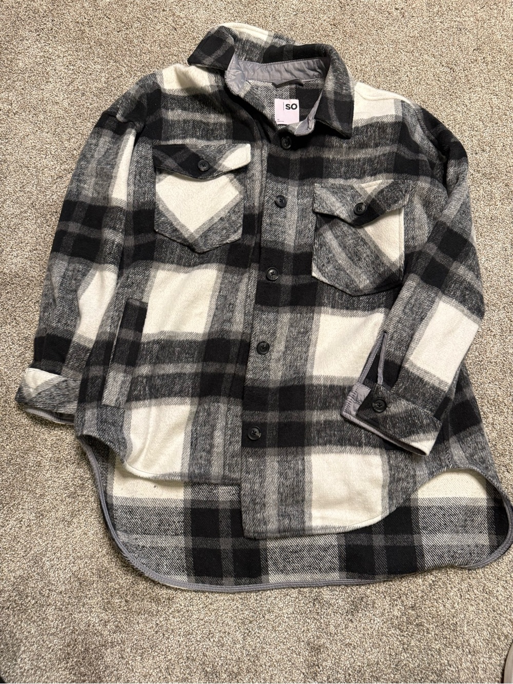 SO Black & White Plaid Button-Up  shacket - size medium
